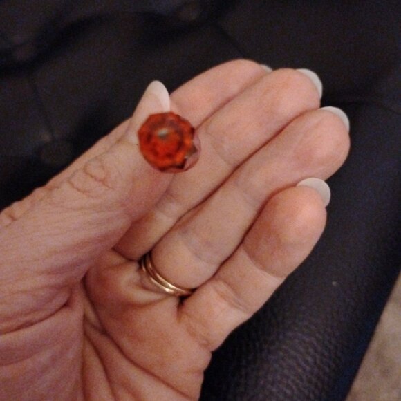 Hat Pin Stick Radiant Red Beads with Accents of Gold Decorations Length ~ 5.5' - Picture 3 of 10